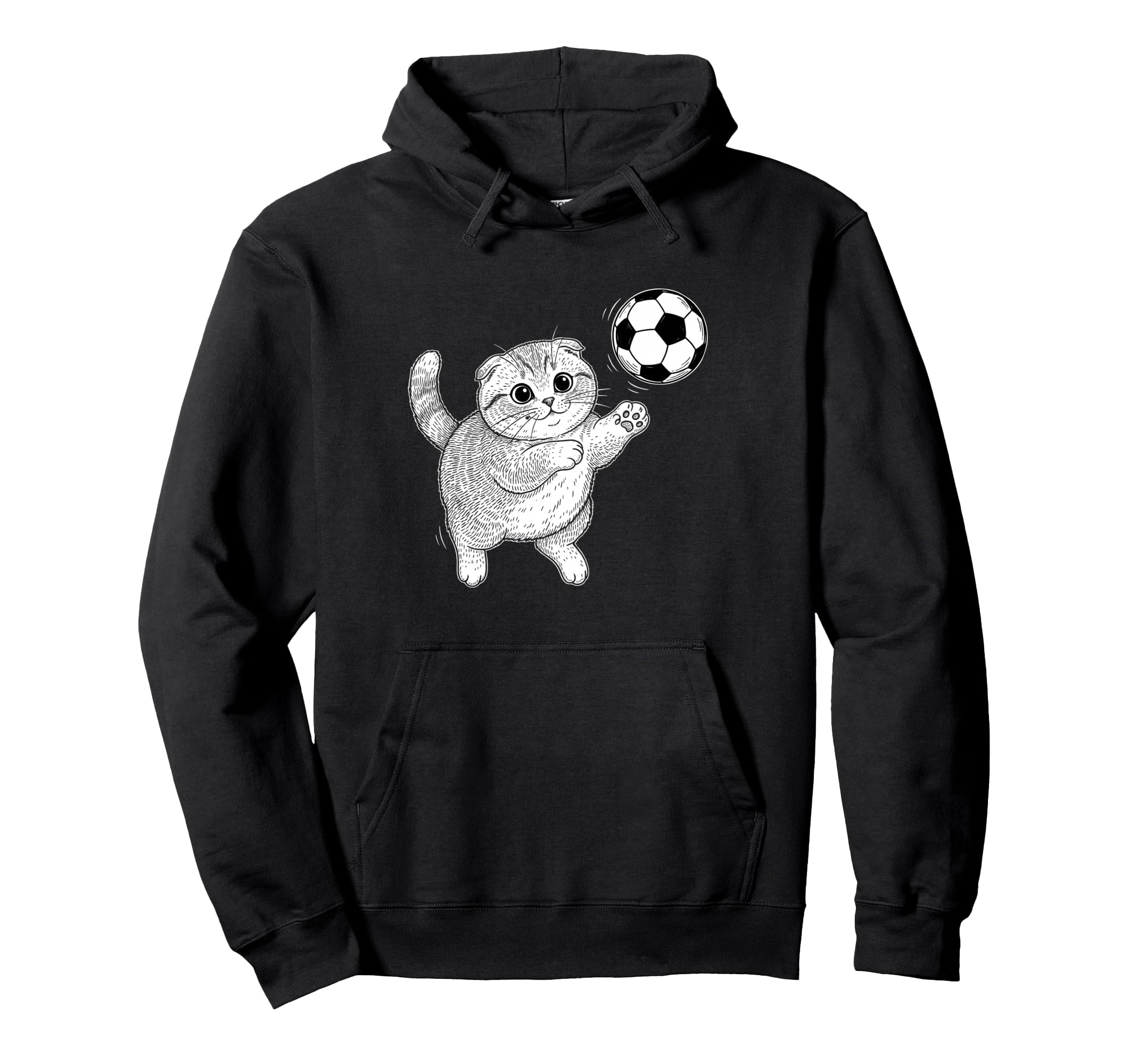 Soccer Kitten Playing Ball Funny Cat Hoodie - Fun Novelty Design Unisex
