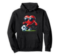 Funny Red Heart Soccer Player Valentines Hoodie - Minimalist Print Unisex