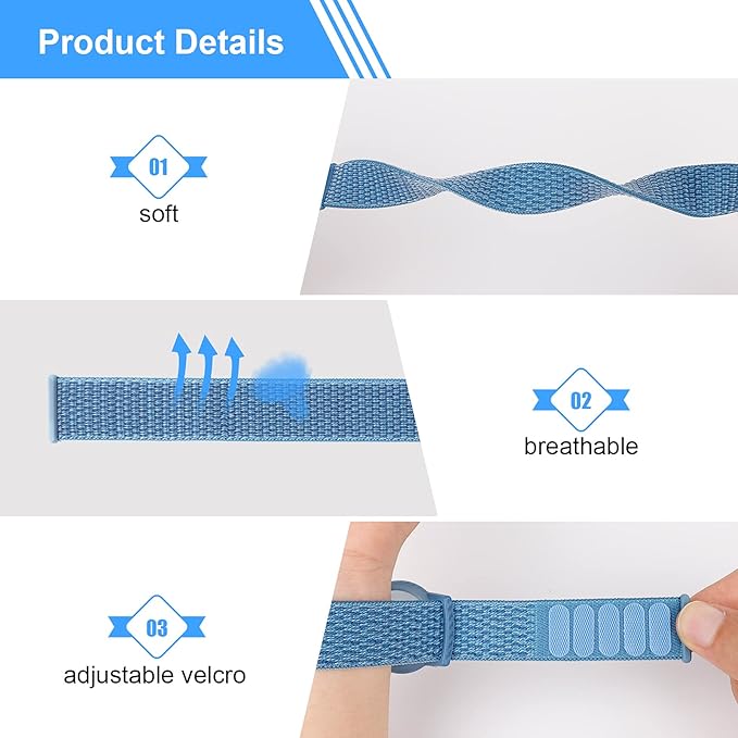Kids Wristband Compatible with Apple AirTag, Protective Case for Air Tag GPS Tracker Holder with Nylon Bracelet, Adjustable Anti Lost Watch Band for Toddler Child Elder(Blue)