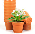 4 inch Small Plastic Nursery Pots, 16 Pack Plant Pots for Indoor Outdoor Plants, Flower Pots with Drainage Holes and Saucers, Decorative Seedling Starter Planters for House Plants, Terracotta