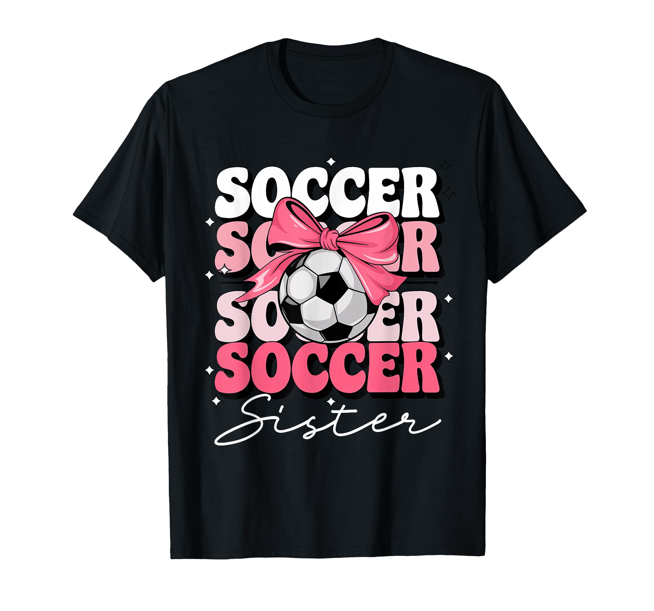 Groovy Soccer Sister Coquette Bow Soccer T-Shirt - Custom Art Print Unisex