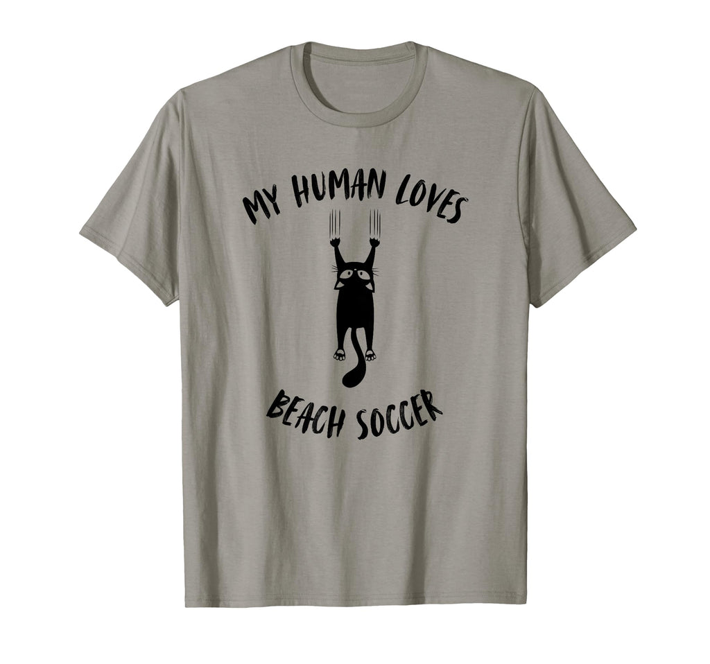 My Human Loves Beach Soccer Cat Parent T-Shirt - Trendy Graphic Unisex