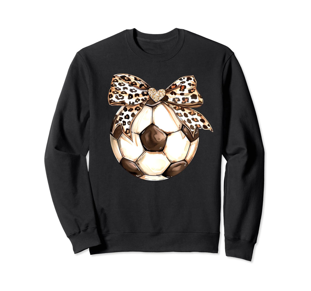 Leopard Ribbon Bow Soccer Football Sweatshirt - Trendy Graphic Men Women