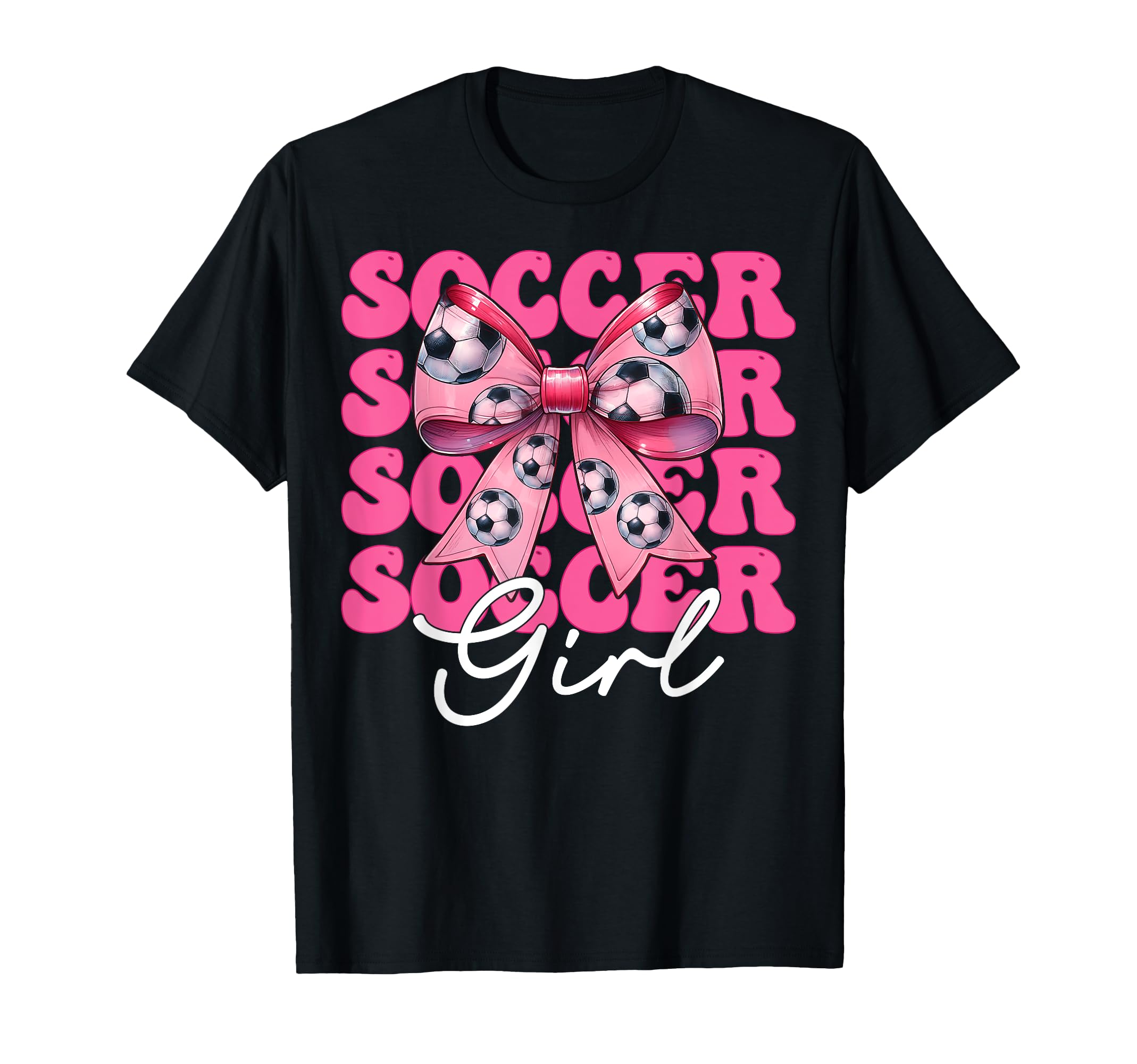Womens Coquette Bow Ribbon Soccer T-Shirt - Trendy Graphic for Adults