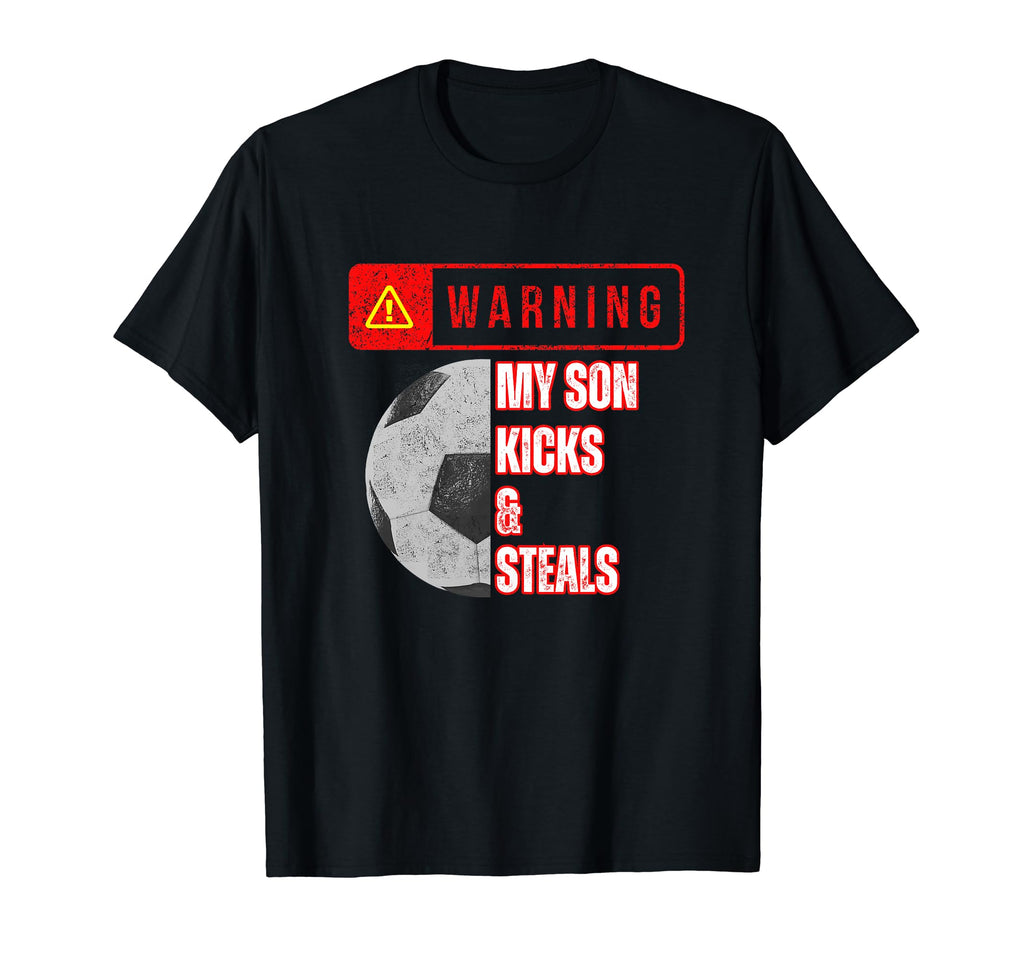 Warning My Son Kicks And Steals Funny T-Shirt - Graphic Print Men Women