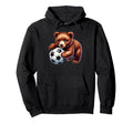 Young Bear Playing Soccer Ball Hoodie - Minimalist Print Unisex