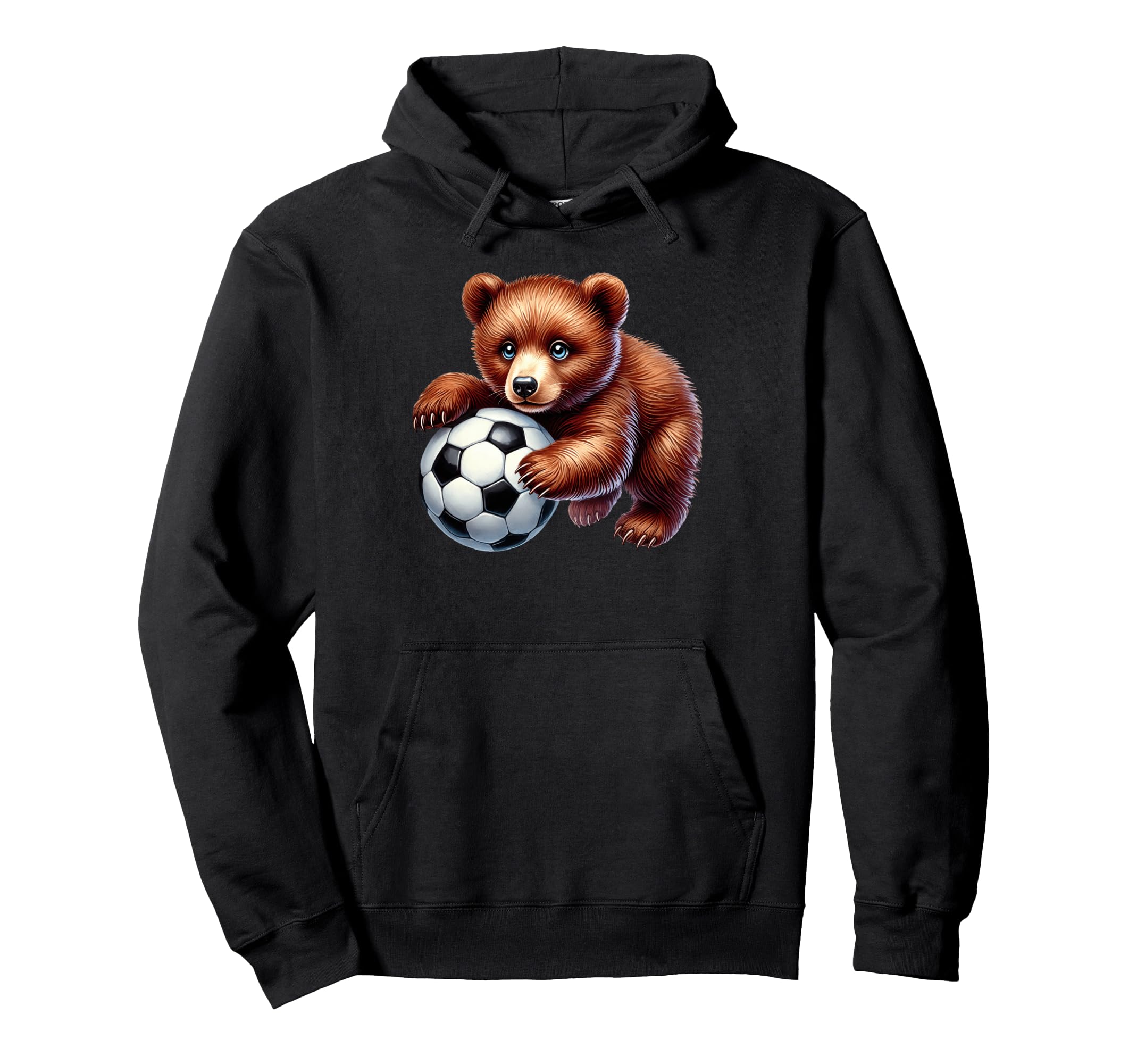 Young Bear Playing Soccer Ball Hoodie - Minimalist Print Unisex