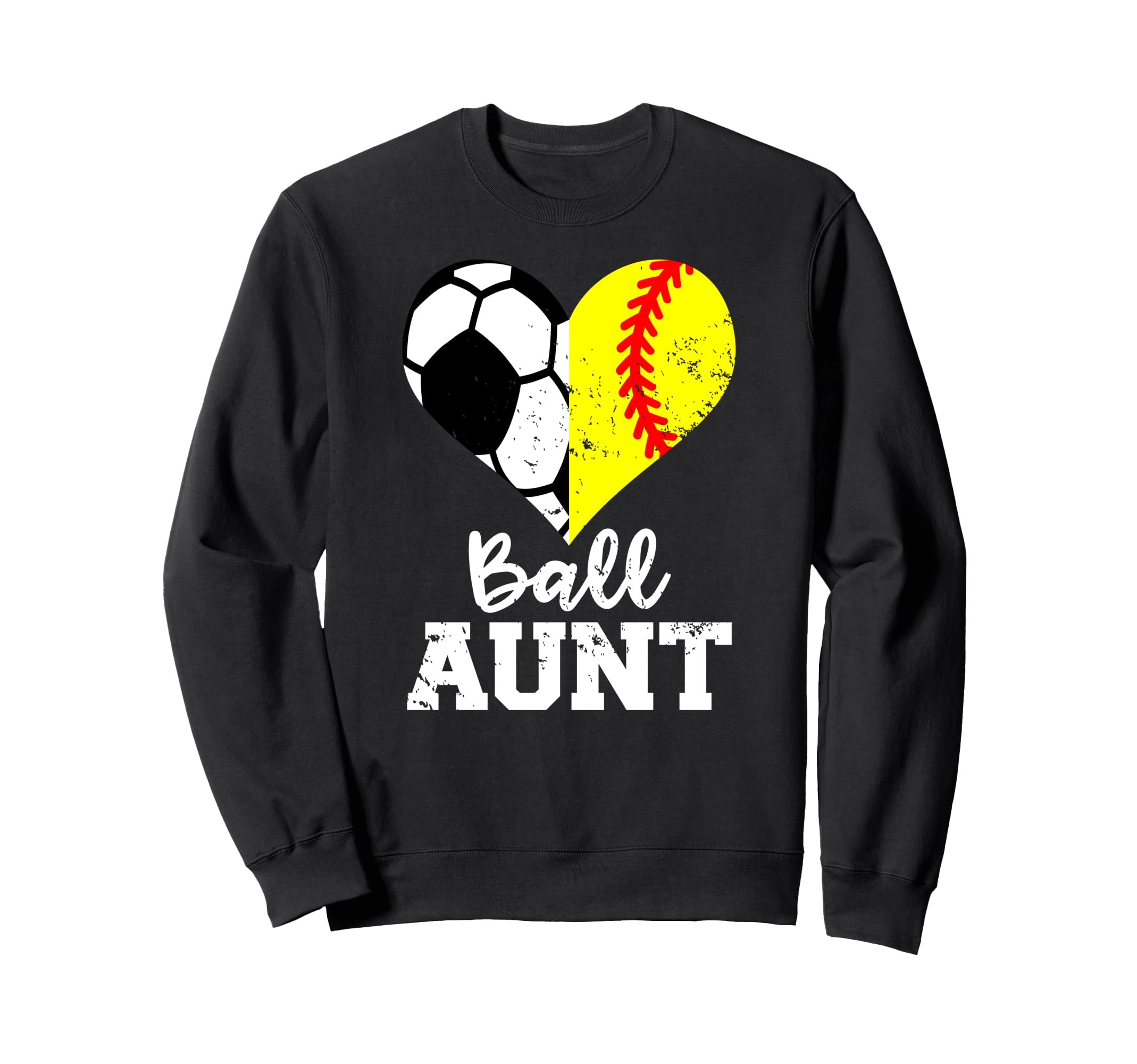 Ball Aunt Heart Funny Soccer Softball Sweatshirt - Novelty Apparel Unisex