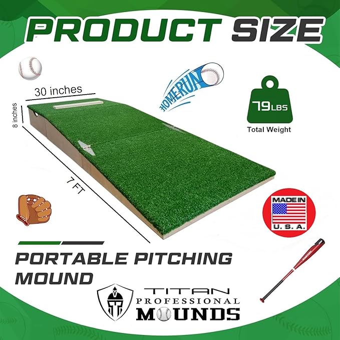 Titan Professional Mounds 8 Inch Portable Youth Baseball Pitching Mound w/Adjustable Base for Ages 15 & Under