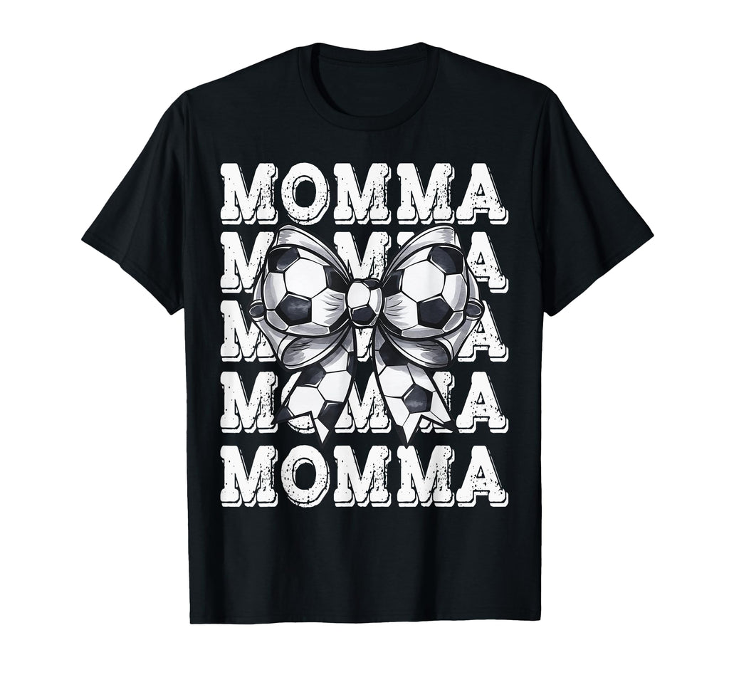 Coquette Soccer Momma Matching Family Bow T-Shirt - Unique Graphic Unisex