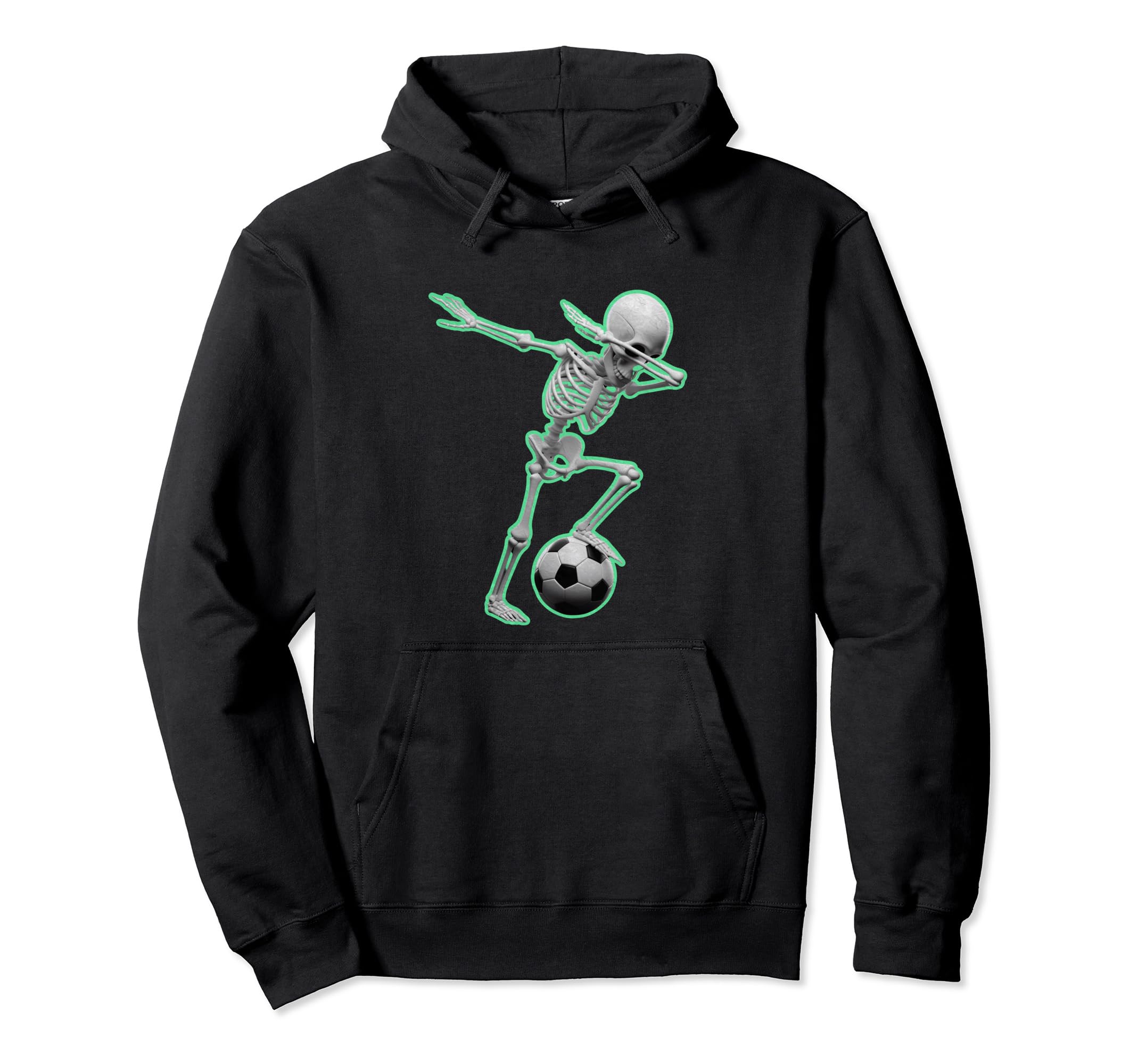 Dabbing Skeleton Soccer Spooky Season Hoodie - Novelty Apparel Unisex