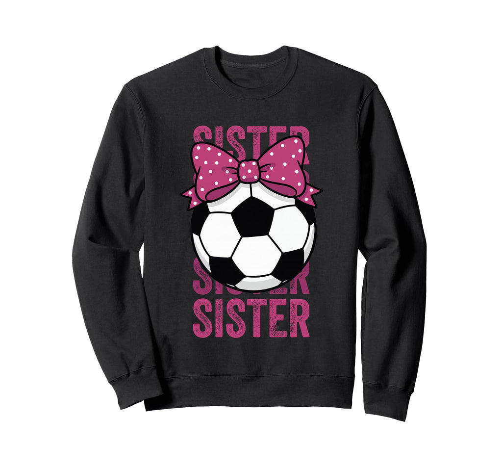 Soccer Sister Ball Coquette Bow Sweatshirt - Minimalist Print Men Women