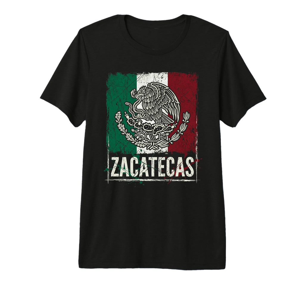 Zacatecas Mexico Flag Distressed Eagle T-Shirt - Unique Graphic Men Women