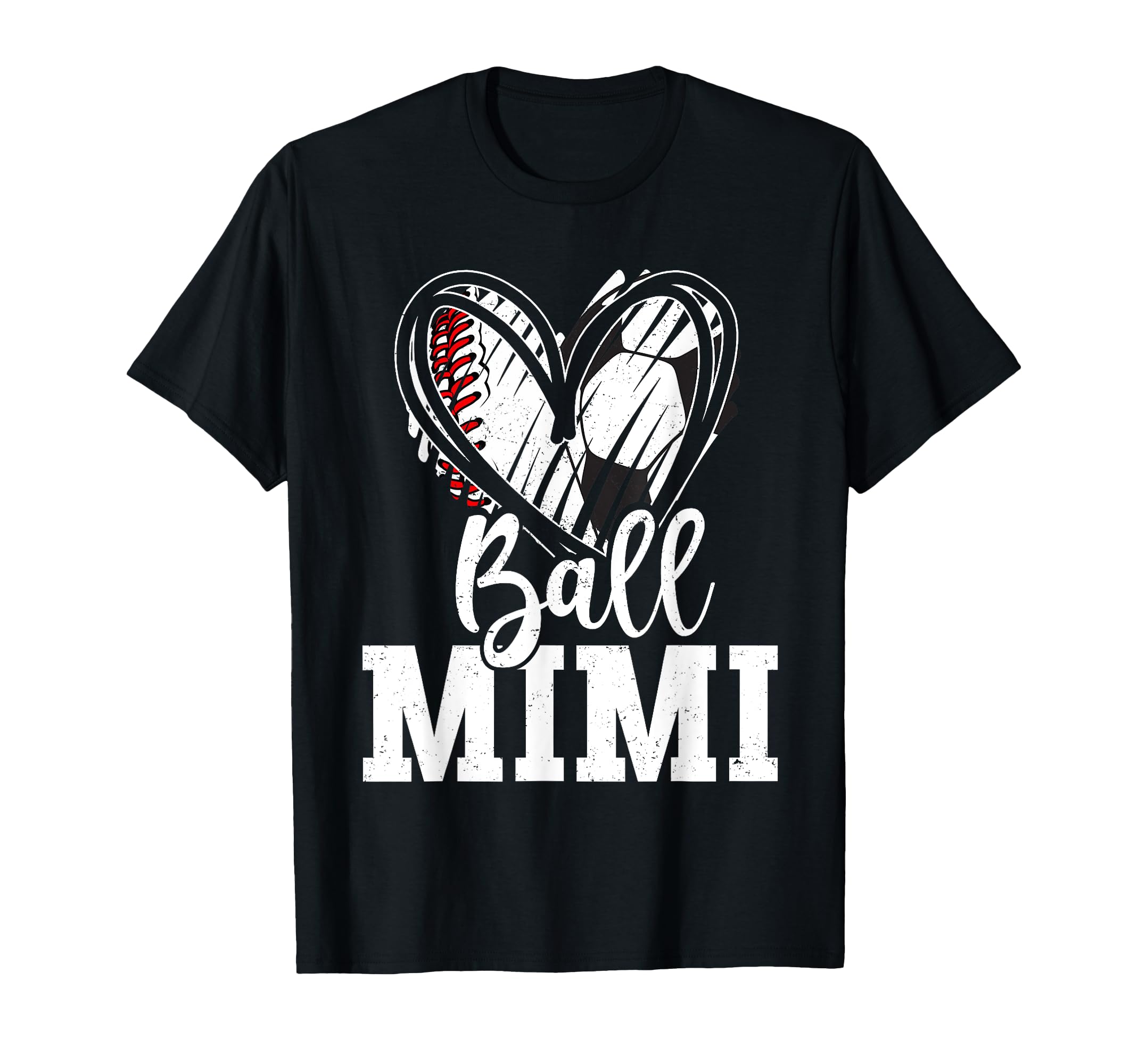 Ball Grandma Heart Baseball Soccer T-Shirt - Fun Novelty Design Men Women