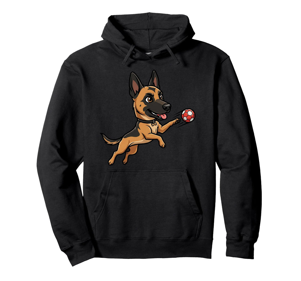 Soccer Ball German Shepherd Dog Play Hoodie - Unique Graphic for Adults