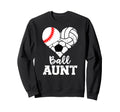Ball Aunt Heart Baseball Volleyball Sweatshirt - Unique Graphic Unisex