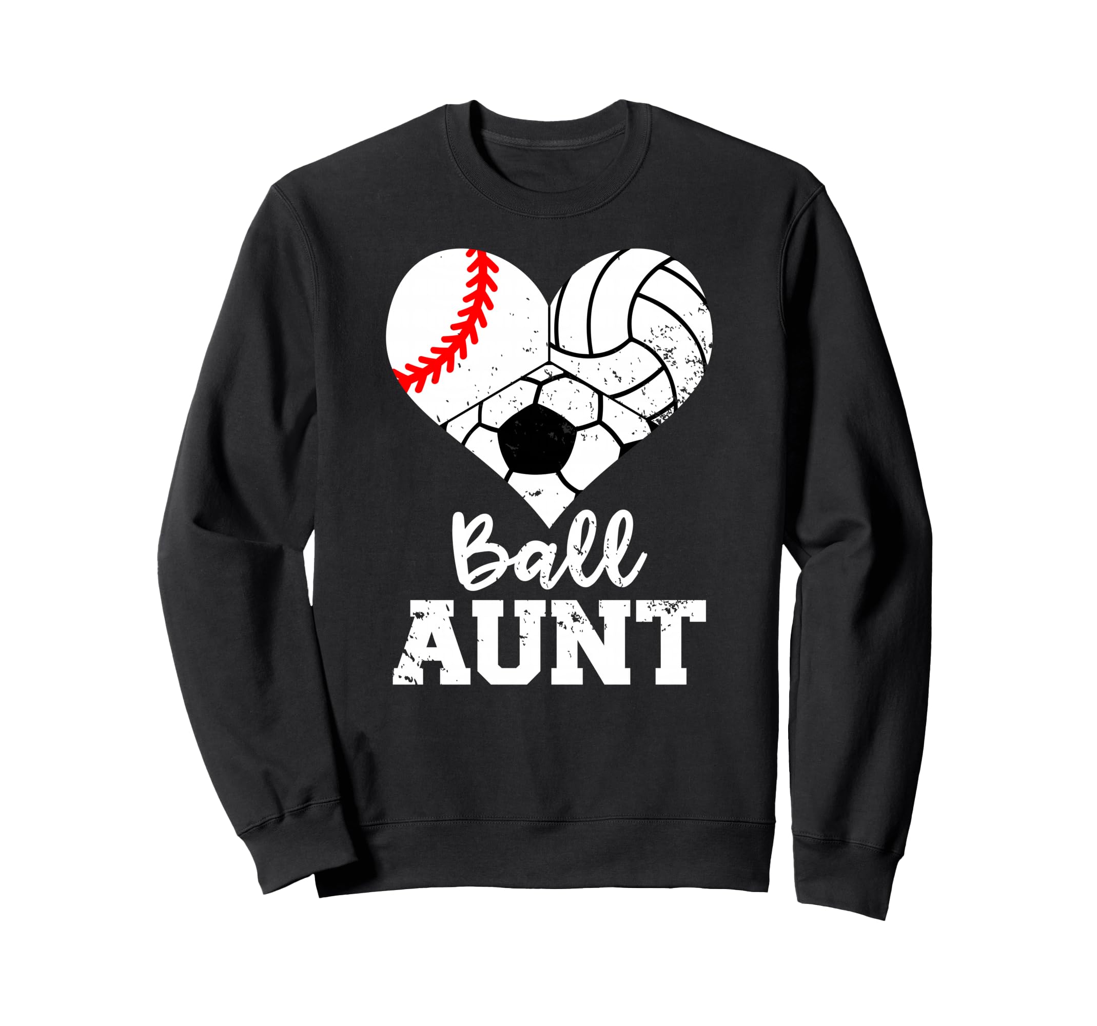 Ball Aunt Heart Baseball Volleyball Sweatshirt - Unique Graphic Unisex