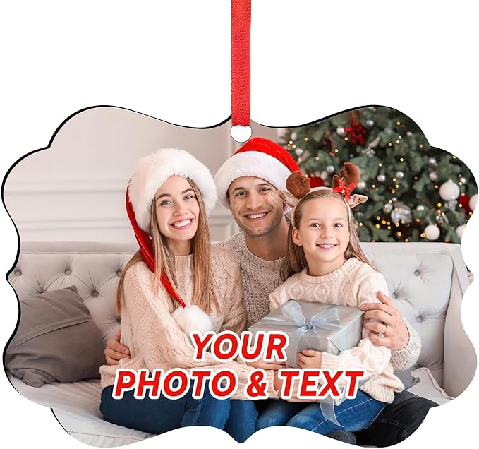 Personalized Christmas Ornaments 2025, Custom Photo Text Hanging Ornament Keepsake Gift for Christmas Tree Decorations, Baby Shower, Engaged, Married, Family, Friends