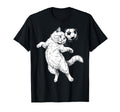 Funny Soccer Cat Header Ball Art Soccer T-Shirt - Trendy Graphic Unisex