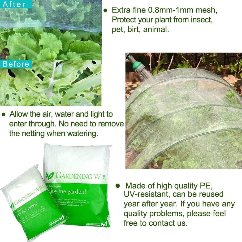 6.5Ft x 100ft Mosquito Bug Insect Bird Fine Mesh Net Barrier Hunting Blind Garden Screen Netting for Protect Your Plant Fruits Flower