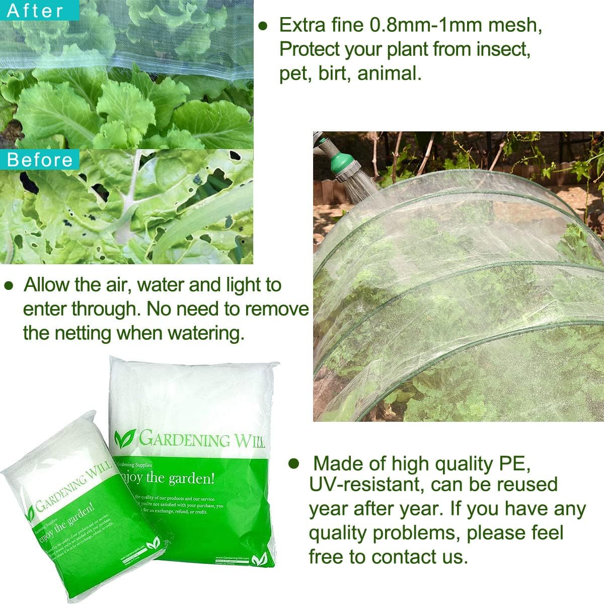 5x10Ft Mosquito Bug Insect Bird Fine Mesh Net Barrier Hunting Blind Garden Screen Netting for Protect Your Plant Fruits Flower