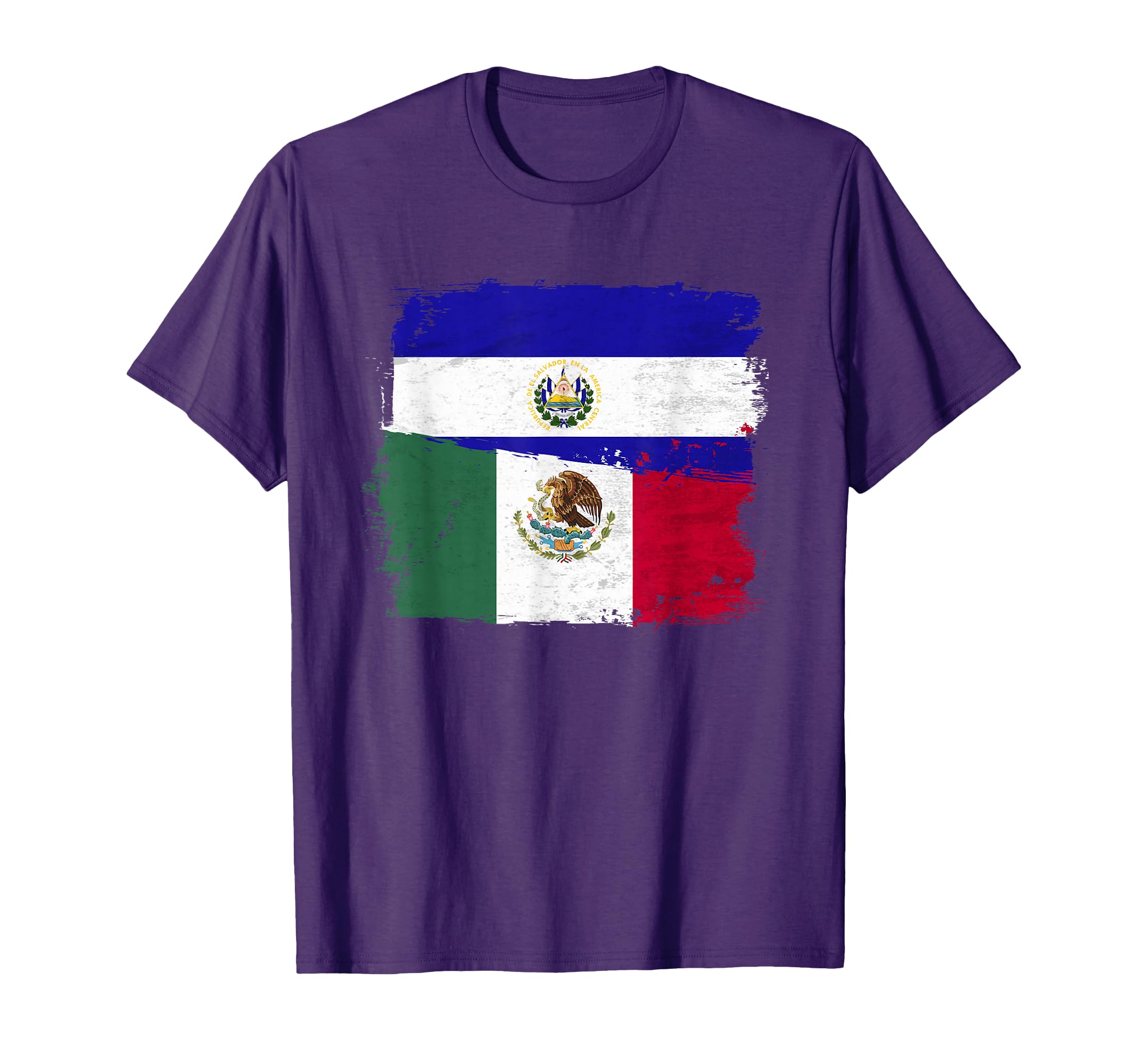Mexican El Salvador Flag Half T-Shirt - Fun Novelty Design for Adults