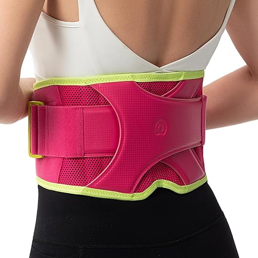 Back Brace for Lower Back Pain Relief, 8X Powerful Support System,Lumbar Support Belt for Men & Women Ergonomic 3D Design with Adjustable Strap for Fitness Running Home Pilates Hot Pink M