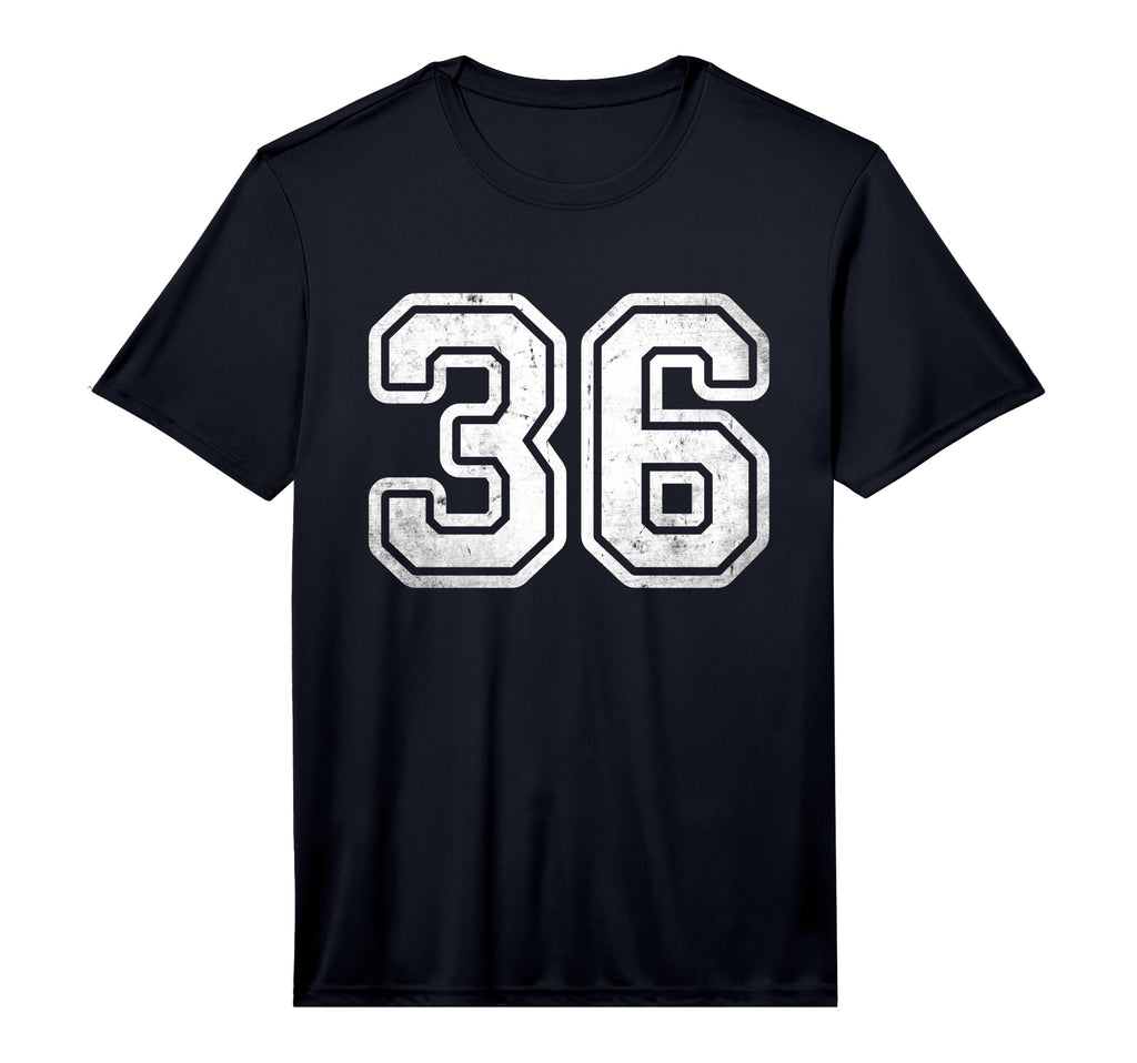 Number 36 White Sports Team Distressed T-Shirt - Graphic Print Unisex