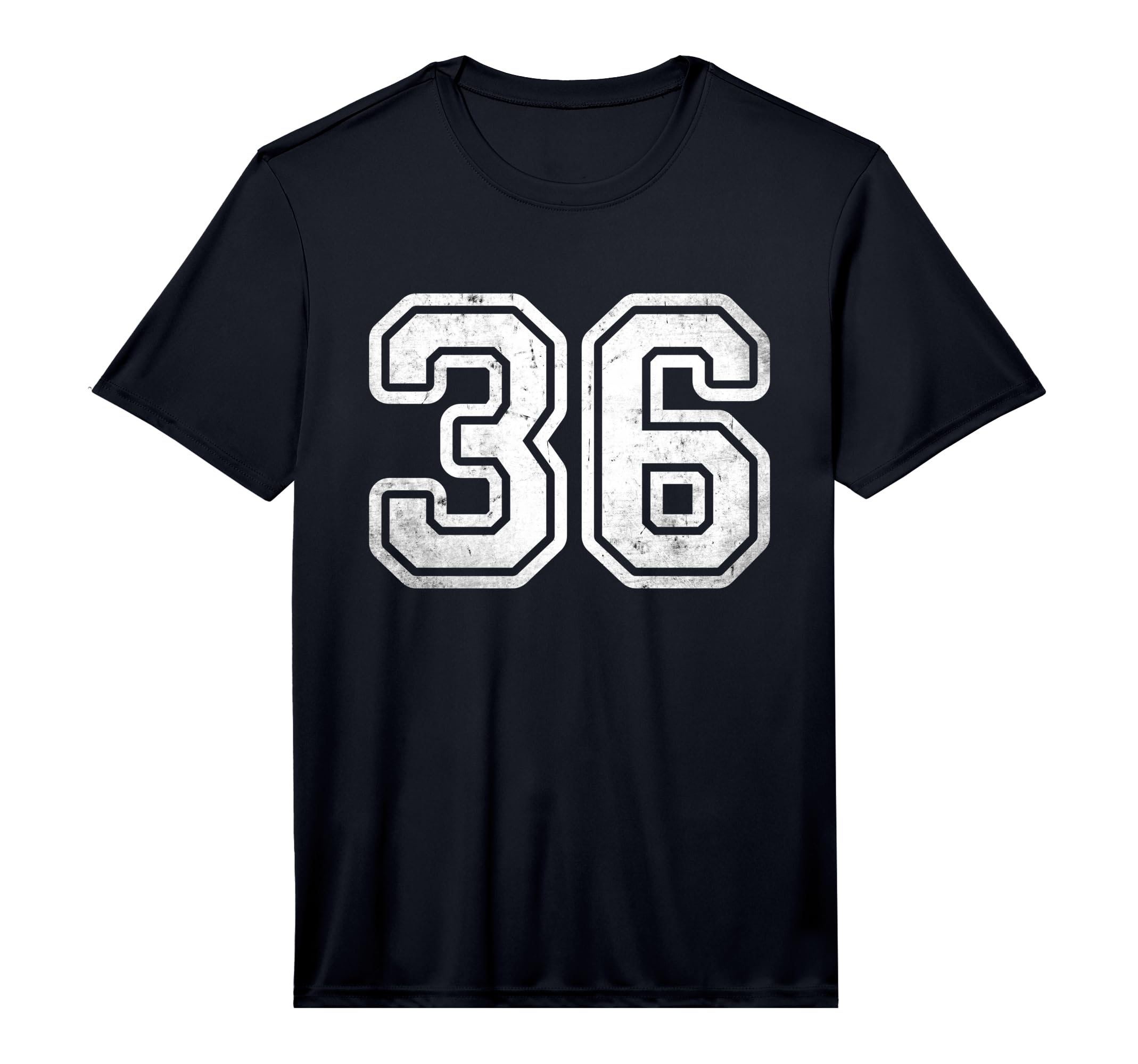 Number 36 White Sports Team Distressed T-Shirt - Graphic Print Unisex