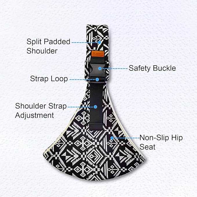 Marrlly Baby Carrier Newborn to Toddler, Toddler Carrier,Adjustable Baby Sling Carrier Non-Slip Hip Seat Carrier Carrying 10-30 lbs(Black)