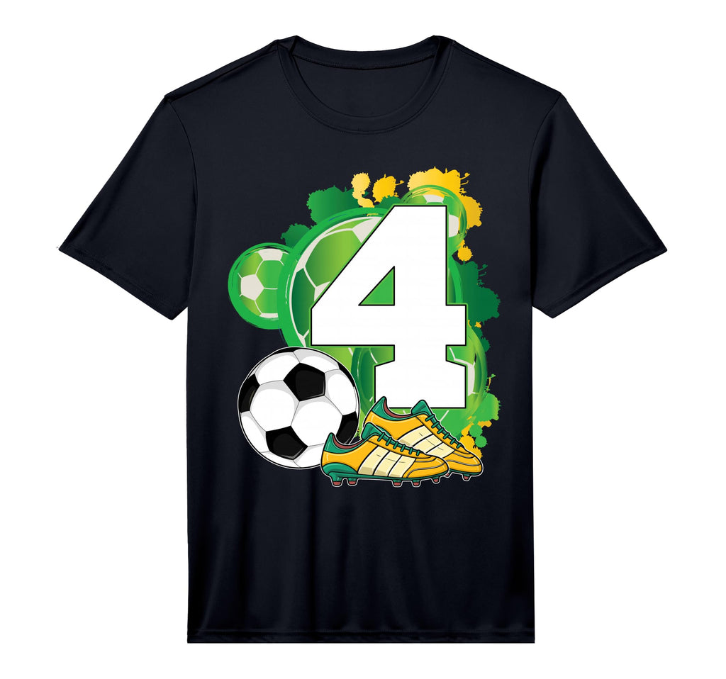 4Th Birthday Soccer Theme Party 4 T-Shirt - Custom Art Print for Adults