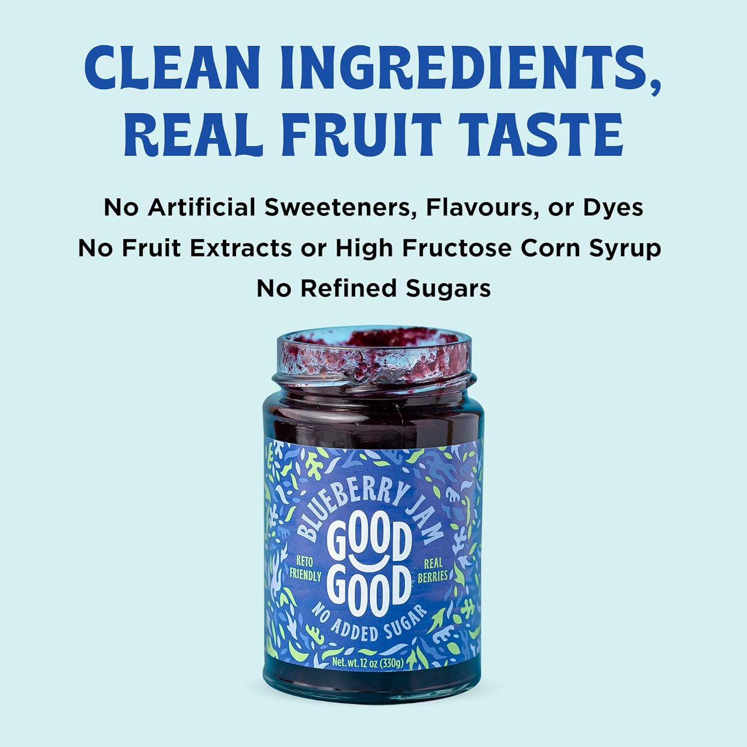 Good Good Blueberry No Sugar Jam, 6-Pack, 12 Oz.