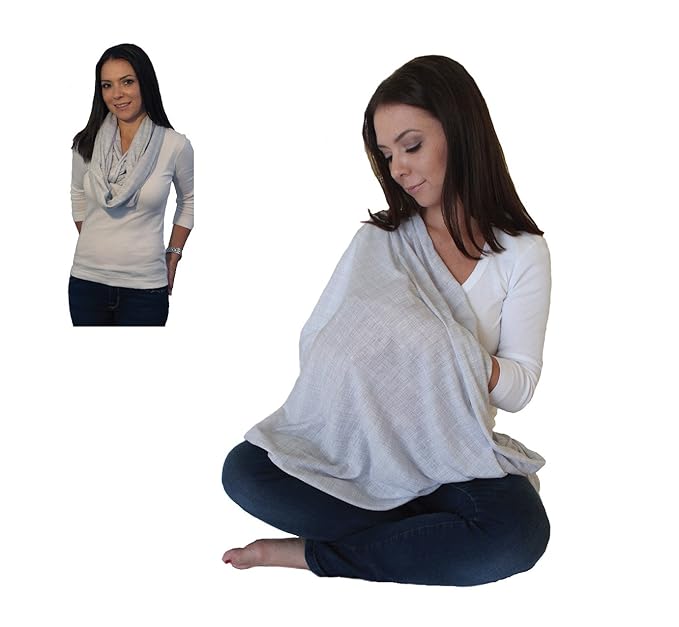 LK Baby 2pk Infinity Nursing Scarf Breastfeeding Cover Ultra Soft (Grey/Navy)