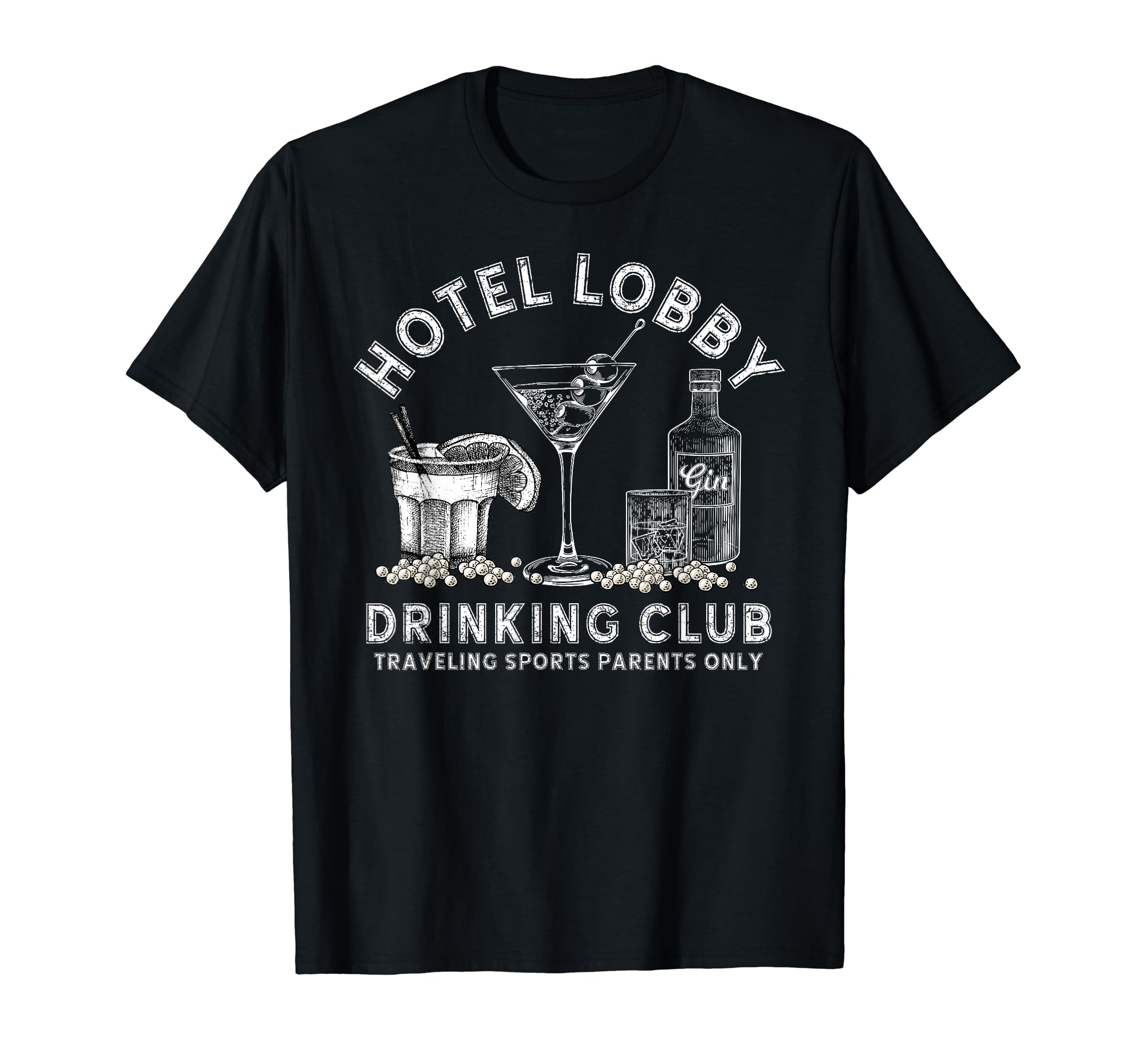 Hotel Lobby Drinking Club Traveling T-Shirt - Novelty Apparel Men Women