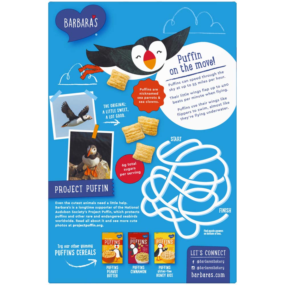 Barbara's Bakery Original Puffins Cereal, 10oz, Pack of 12