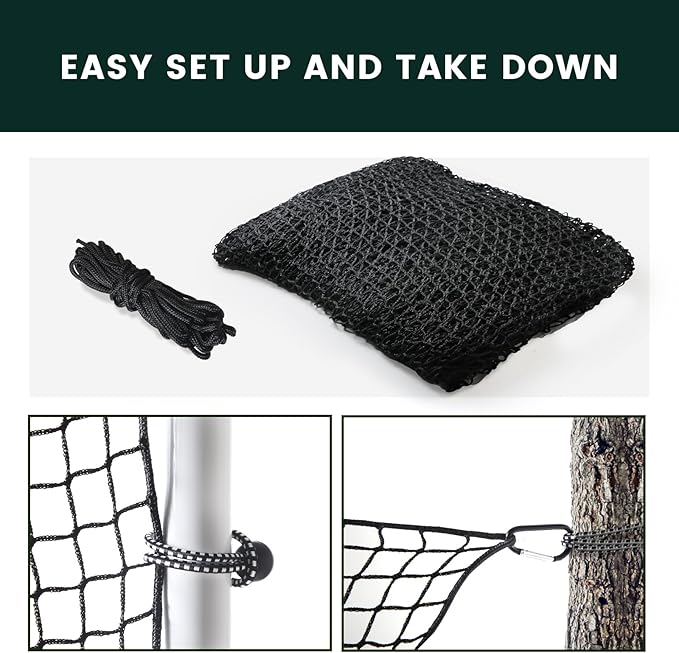Sports Netting,Golf Practice Net Hitting Net with 33Feet Nylon Rope Also for Baseball, Hockey, Soccer, LAX and More - 10x10ft/10x15ft/10x20ft/10x25ft/10x30ft/10x40ft/10x50ft