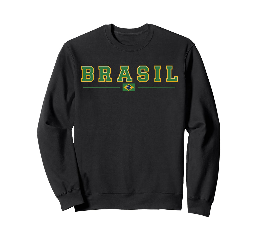 Brasil College Flag Brazil Lettering Sweatshirt - Novelty Apparel Unisex