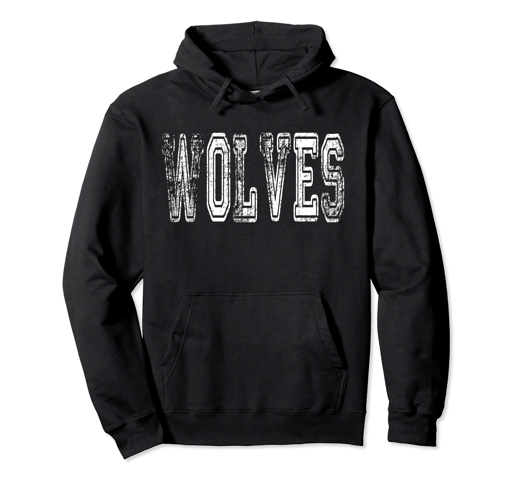 Wolves Mascot Distressed School Sports Name Hoodie - Unique Graphic Unisex