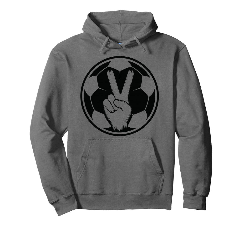 Soccer Peace Sign V Fingers Ball Hoodie - Unique Graphic for Adults