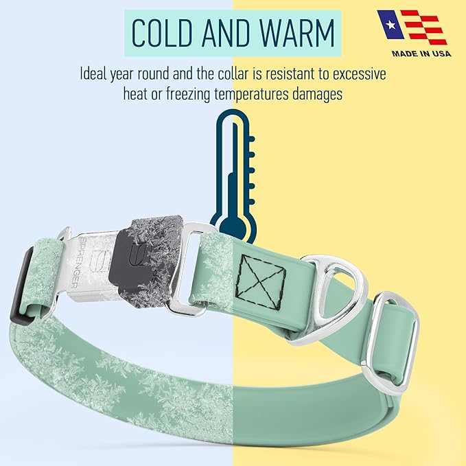 Dogline Biothane Waterproof Dog Collar with Herm Sprenger Black Stainless Steel Quick Release Buckle – Heavy Duty Tactical Durable Collar for Dogs – Comfortable Pet Collar W3/4" L12-19 Sage Green