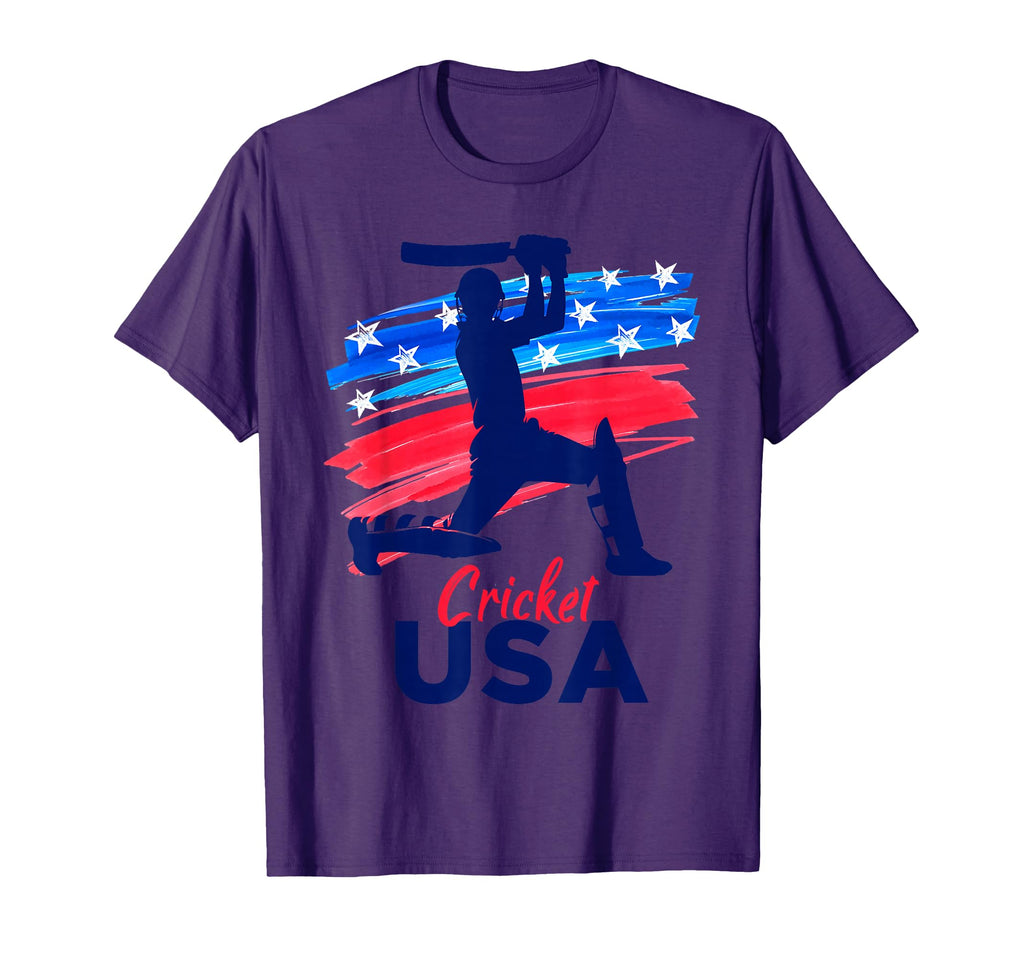 Cricket Support Team Flag Usa Batsman T-Shirt - Graphic Print Men Women