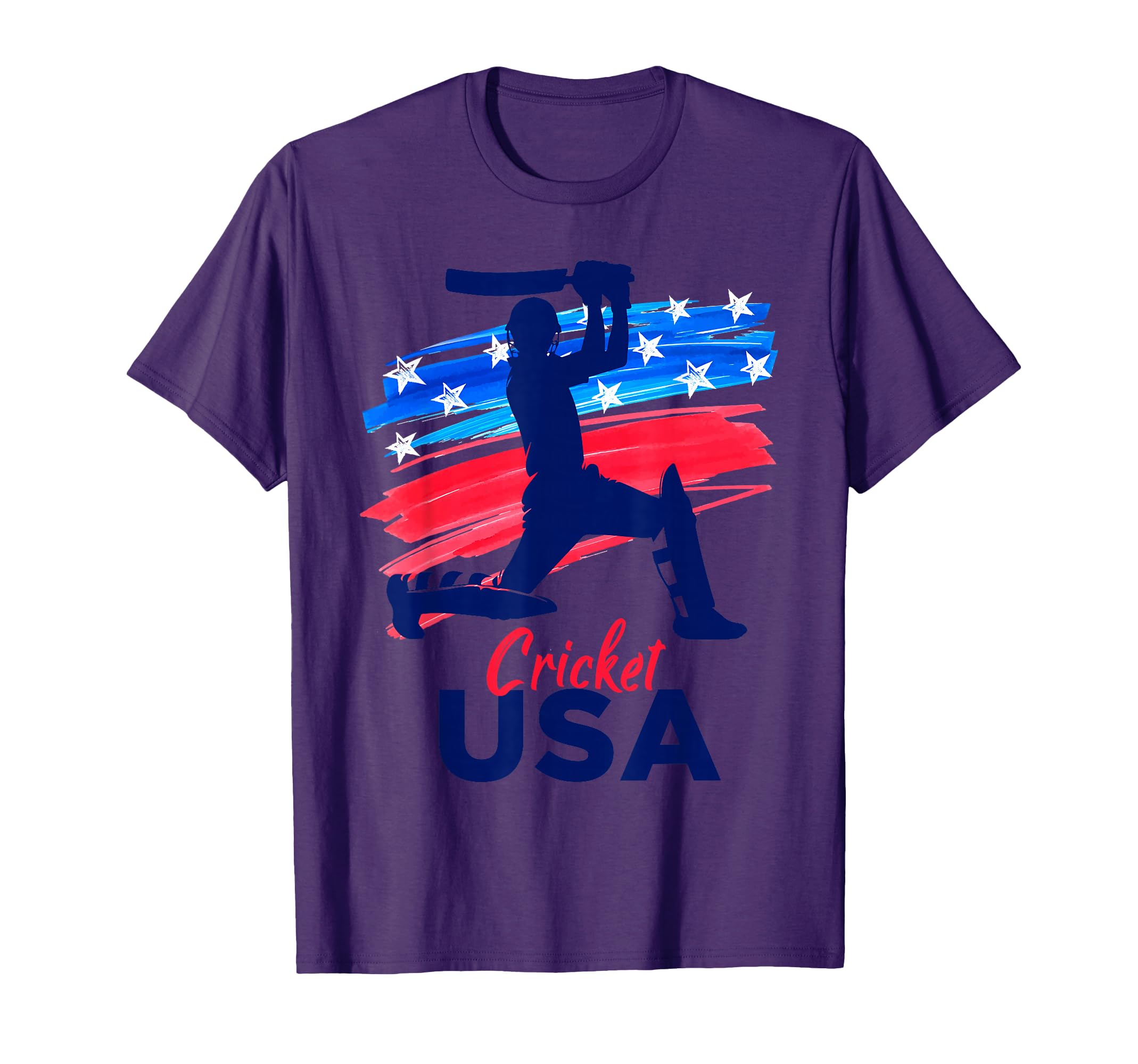 Cricket Support Team Flag Usa Batsman T-Shirt - Graphic Print Men Women