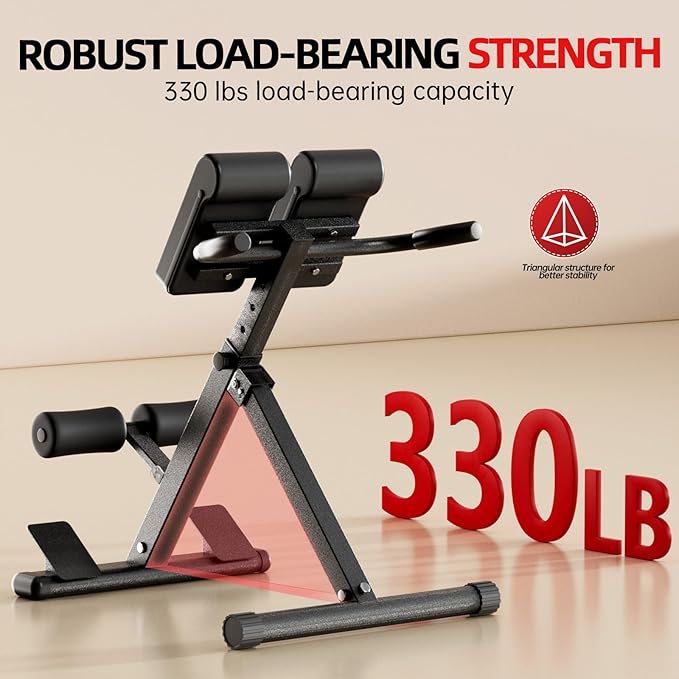 Roman Chair Hyperextension Bench – Adjustable Back Extension Machine for Glutes, Hamstrings & Lower Back – Foldable Multi-Purpose Workout Equipment for Home Gym