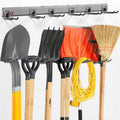Clamping Garden Tool Organizer, Garage Organization Wall Mount Tool Holder, Heavy Duty Garage Storage Tool Rack, Shovel Hangers Yard Tool Hook, Hold Up to 420lbs (48Inch Grey)