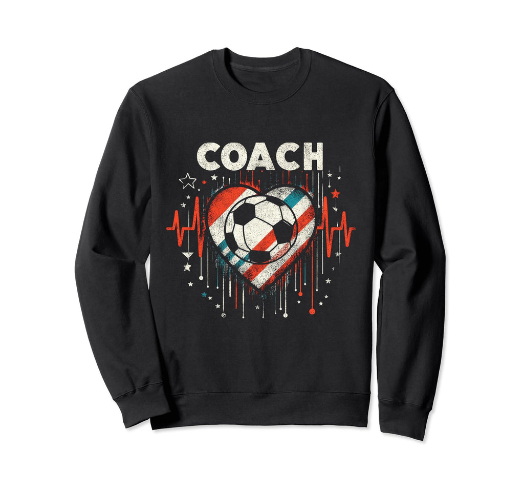 Soccer Coach Training Heart Beat Sweatshirt - Aesthetic Graphic for Adults