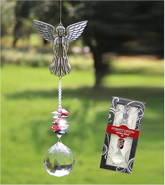 Crystal Garden Suncatcher Hanging Crystals Ornament for Window Rainbow Maker Prisms Home Decor Gift Boxed Sun Catcher Gift Idea for Mom Friends Grandma,Angel