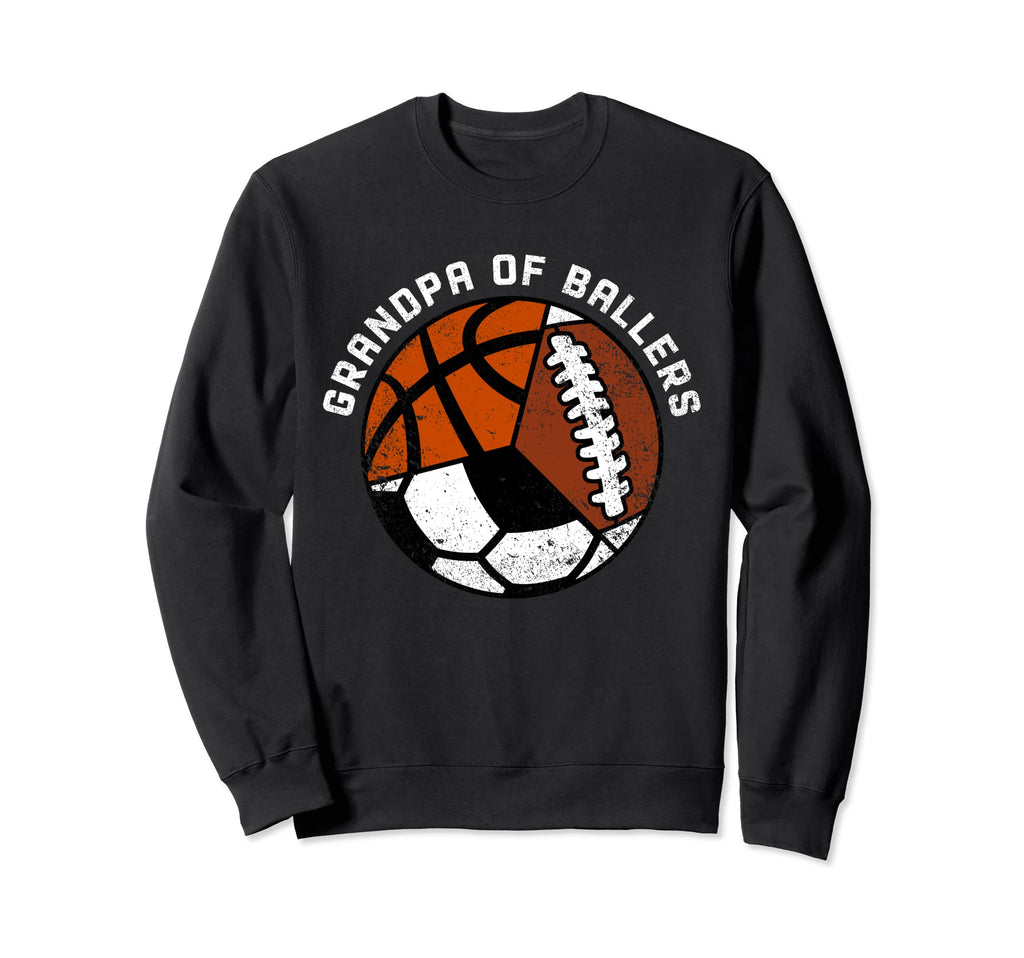 Grandpa Ballers Funny Football Sweatshirt - Unique Graphic Men Women