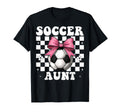 Soccer Aunt Soccer Auntie Coquette Bow T-Shirt - Trendy Graphic Unisex