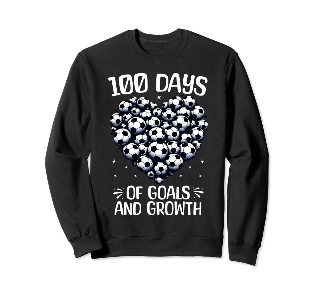 100 Days School Soccer Heart Love Sweatshirt - Minimalist Print for Adults
