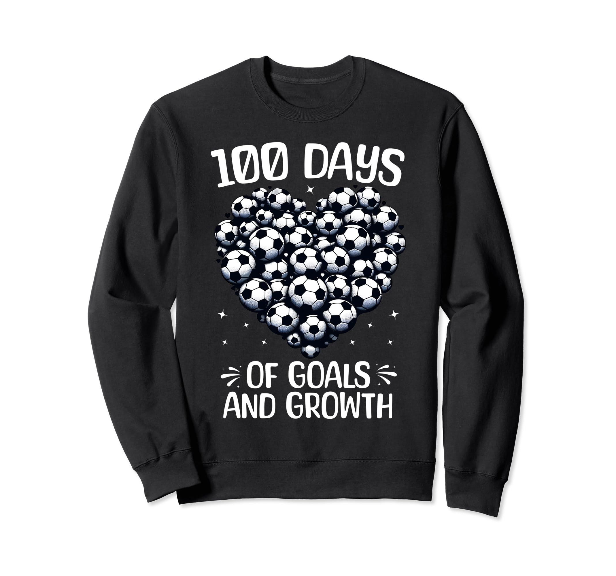 100 Days School Soccer Heart Love Sweatshirt - Minimalist Print for Adults